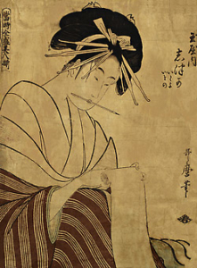 A Beauty at That Time - xilogravura s/ papel japonês - (c. 1800) - 33 x 23,5 cm