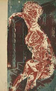 Mulher - xilogravura, 1956 - assinada - 26 x 18 cm.