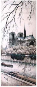 Paris, Notre-Dame Abside - litografia, 1949 - assinada - 47 x 21 cm - INDISPONÍVEL