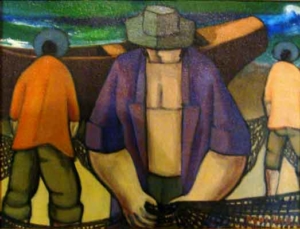 Pescadores - óleo sobre tela - 1998 - 32 x 39 cm.